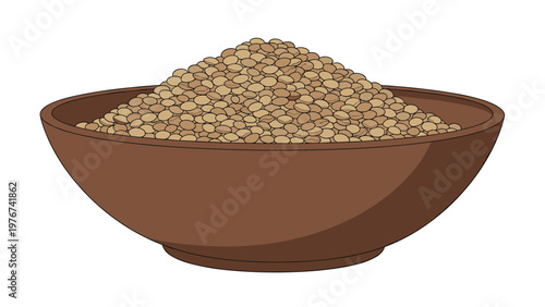 Large ceramic bowl filled with dried lentils or small seeds, representing a healthy protein-rich food source.