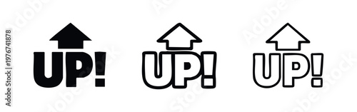 Up! Text with Arrow Icon Set