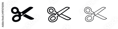 Hand-drawn closed scissor icons set. Vector illustration of cutting tool symbols for craft, school, or office supplies.