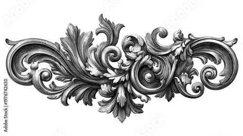 Intricate baroque ornamental swirl with floral arabesques