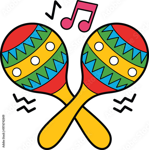 Colorful maracas musical instrument icon vector illustration