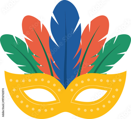 Carnival mask with colorful feathers
