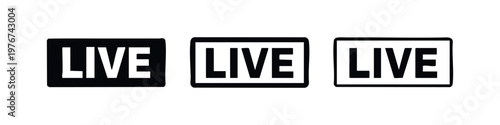 Live streaming icons in solid fill, outline, and sketched styles