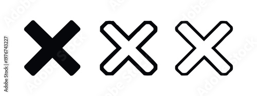 Cross symbols in three styles: solid fill, thick outline, and thin outline.