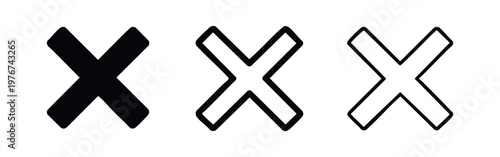 Three X marks: solid, outlined with thickness, and simple outline.