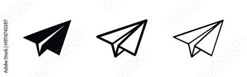 Set of paper plane icons in different styles isolated on white background