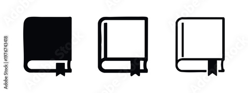 Book icons: solid, outline, and with bookmark