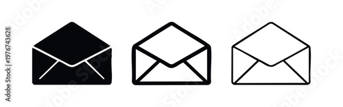 Fotografija Three open mail icons: solid, outlined, and sketchy.