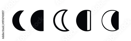 Moon phase icons: crescent to full moon variations