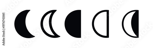 Moon phase icons: crescent to full moon variations