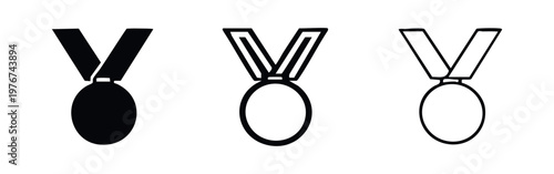 Achievement medal and award icons set for winner recognition and excellence