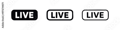 Sleek Live Stream Badge Icons for Video Broadcasting Platforms