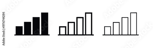 Foto Professional Bar Graph Icon Set for Business Reports in Three Styles