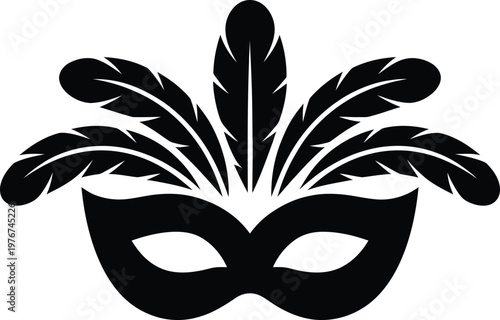 Carnival mask with feathers icon