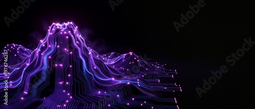 Abstract big data visualization and digital terrain for technology innovation and cybersecurity background