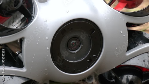 Professional Drone for Emergency Rescue Services, Exploration, Fishing and Filming. Exploring underwater river world using remote drone. 
