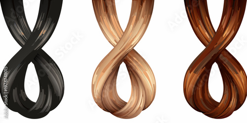 Three twisted strands in varying shades of brown and black