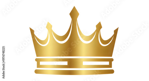 Golden crown royalty symbol on white background