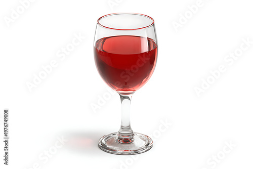 A glass of red wine on a white background