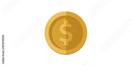 Flat vector illustration of a gold dollar coin icon isolated on a white background, representing wealth, finance, and banking concepts.
