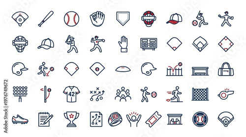 Baseball and Softball Icon Set Versatile Vector Graphics for Sports Enthusiasts and Designers