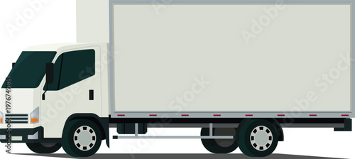 Cargo truck angled front side view illustration