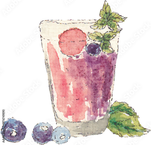Beverage hand drawn watercolor drink element