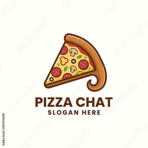 This fun and inviting pizza slice logo design showcases colorful toppings, making it ideal for restaurants or pizza shops to attract customers with delicious visuals.