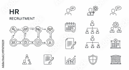 HR Recruitment Process and Organizational Structure Illustration.