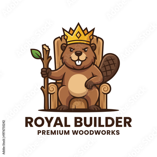 Featuring a regal beaver wearing a crown, this logo represents a premium woodworks brand, blending craftsmanship and charm through its unique mascot.