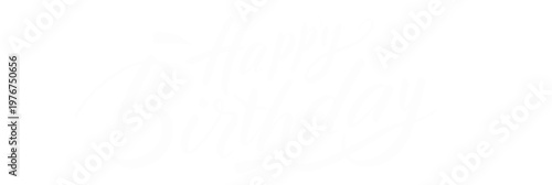 Elegant white Happy Birthday calligraphy script on a white background, perfect for minimalist greeting cards or subtle festive overlays.