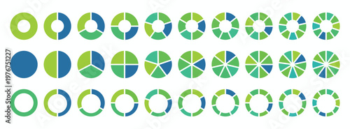 Pie chart color icons. Segment slice sign. Circle section graph.Wheel round diagram part. Three phase, six circular cycle. Geometric element. Vector illustration