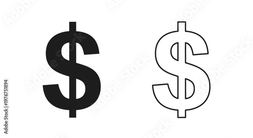Two dollar sign icons filled black and outlined white on background