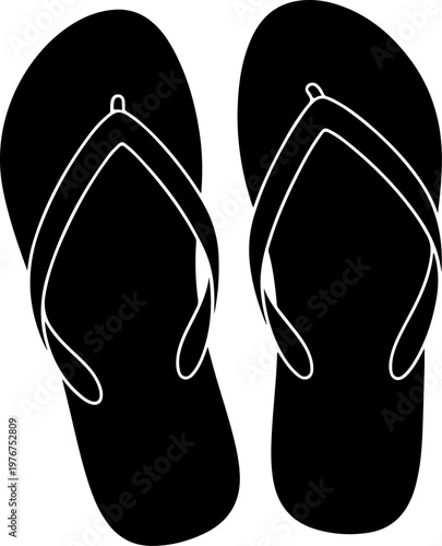 Set of summer flip flop sandals silhouette vector illustration