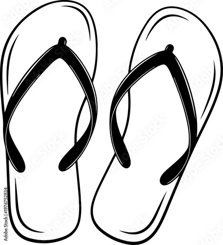 Set of summer flip flop sandals silhouette vector illustration