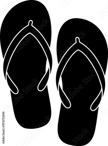 Set of summer flip flop sandals silhouette vector illustration