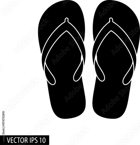 Set of summer flip flop sandals silhouette vector illustration