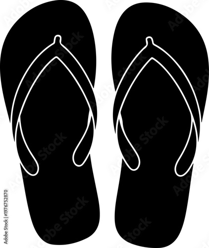 Set of summer flip flop sandals silhouette vector illustration