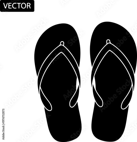 Set of summer flip flop sandals silhouette vector illustration