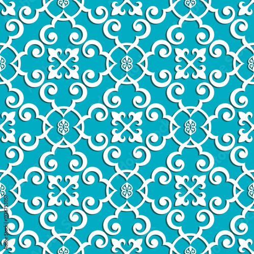 Seamless ethnic pattern, Kazakh national ornament, islamic tribal pattern, vector design