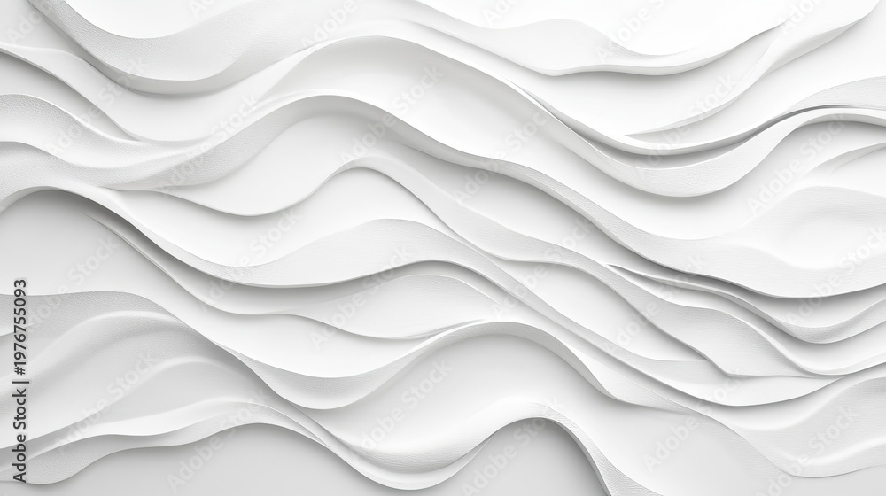 Fototapeta premium A white abstract wavy textured background with layered curved lines