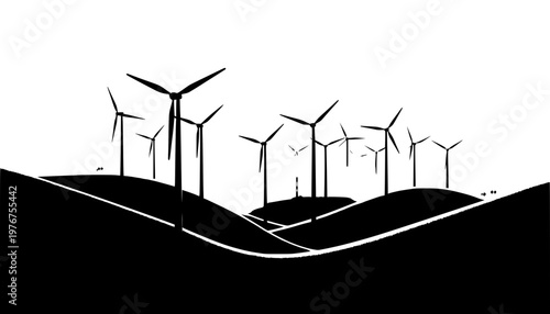 wind turbines in the wind
