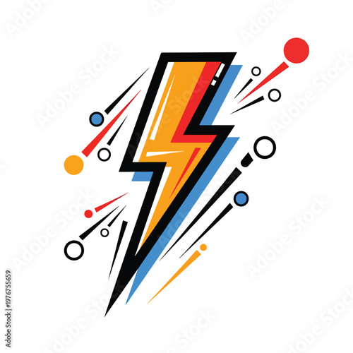 Dynamic Comic Book Style Lightning Bolt Illustration.