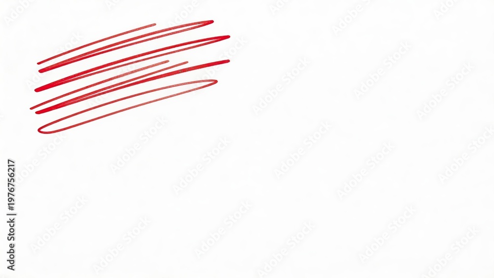 Obraz premium Red hand drawn scribble lines on white background abstract brush stroke texture creative doodle design element artistic sketch for graphic design illustration and print media