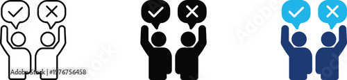 Public opinion icon showing professional business feedback and consumer voting survey. Professional illustration for customer satisfaction research, political polling, and market analysis.