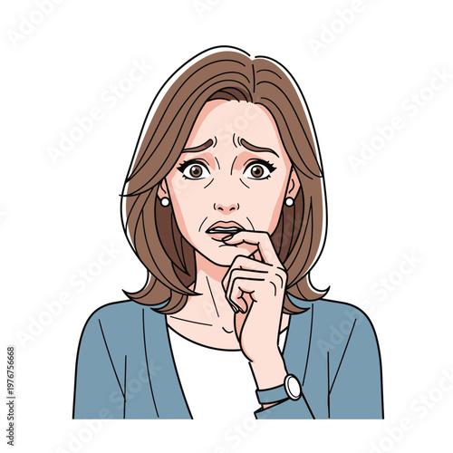 Woman Deep in Thought with Hand on Chin.