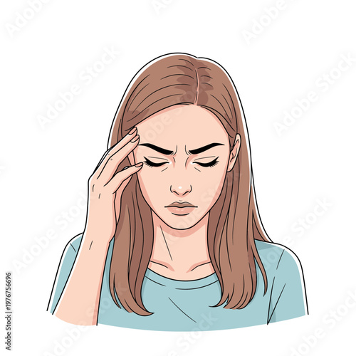 Woman Experiencing Headache or Migraine Pain.