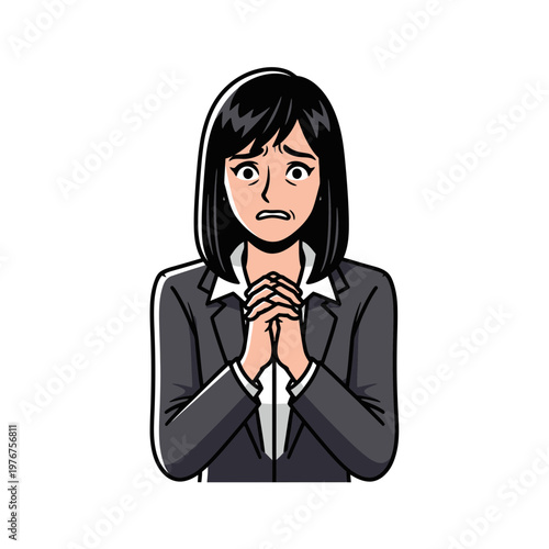 Woman in Business Suit Looking Worried.