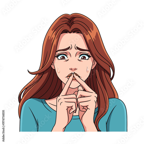 Woman making a silence gesture.