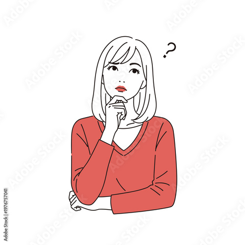 Woman with a thoughtful facial expression.